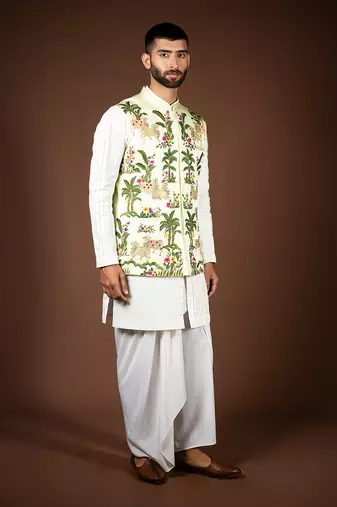 Light green linen satin bandi