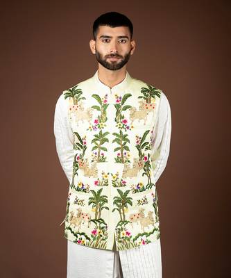 Light green linen satin bandi 4