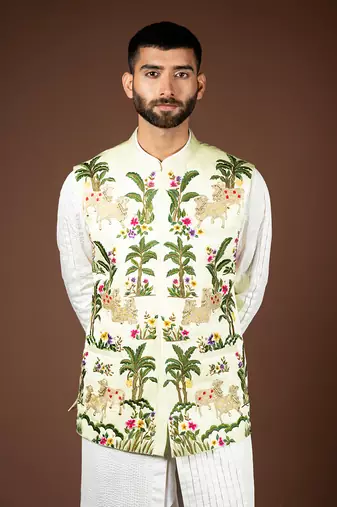 Light green linen satin bandi