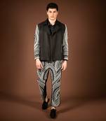 Black matka silk biker jacket