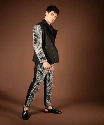 Black matka silk biker jacket 2