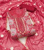 Women's maroon unstitched position work viscose organza dress material 