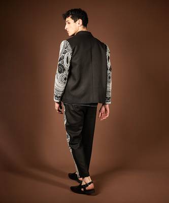 Black matka silk biker jacket 5