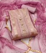 Women's purple unstitched handwork and royal border viscose organza dress material