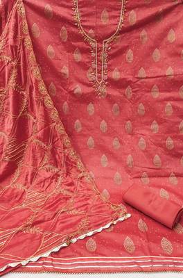 Women's dusty rose fancy print and royal border modal cotton dress material 2