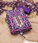 Women's blue position work viscose organza dress material