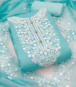 Leeza Cotton Chikankari Embroidered Sky Blue Salwar suit  