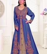 Navy Blue & Inner White color luxurious Full Sleeves Handmade Moroccan Kaftan.