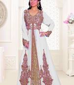 Off White & Inner White color luxurious Full Sleeves Handmade Moroccan Kaftan.