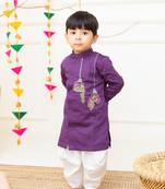 Keebee organic cotton purple birdcages embroidered kurta paired with patiyala pants