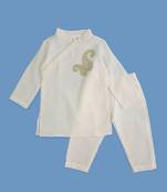 Keebee organic cotton paisley embroidered white kurta paired with pajama pants