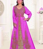 Purple & Inner White color luxurious Full Sleeves Handmade Moroccan Kaftan.
