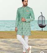 Full computer amrodery sherwani set with thread, stone & hand work with fancy botton