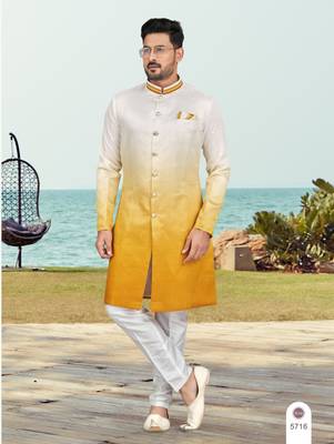 Double sheded printed indowestern with fancy botton 1