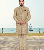 Full computer amrodery sherwani set with thread, stone & hand work with fancy botton