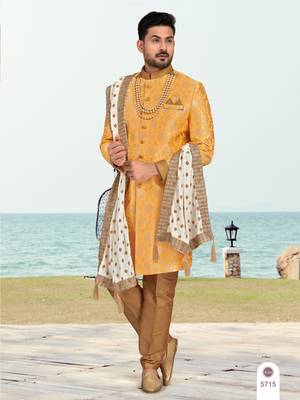 Havy sherwani set with less, thread & zari work 1