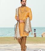Havy sherwani set with less, thread & zari work