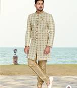 Full computer amrodery sherwani set with thread, stone & hand work with fancy botton