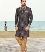 Havy banarasi jackard with stone and thread zari work with fancy botton sherwani set