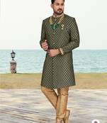 Havy banarasi jackard with stone and thread zari work with fancy botton sherwani set