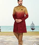 Double sheded printed indowestern with fancy botton