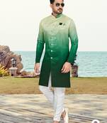 Double sheded printed indowestern with fancy botton