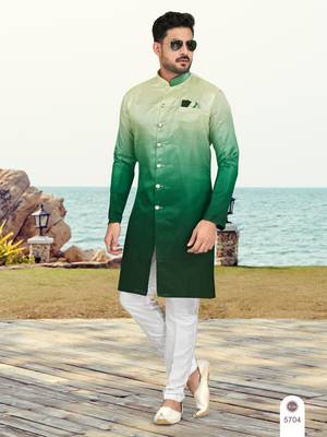 Double sheded printed indowestern with fancy botton 2