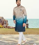 Double sheded printed indowestern with fancy botton