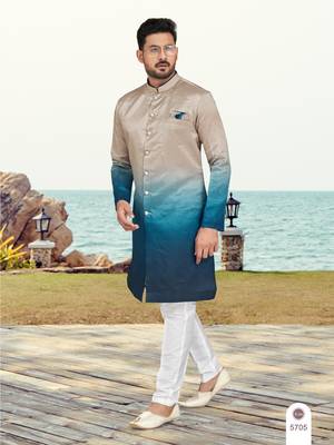 Double sheded printed indowestern with fancy botton 2