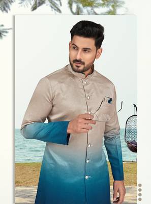 Double sheded printed indowestern with fancy botton 3