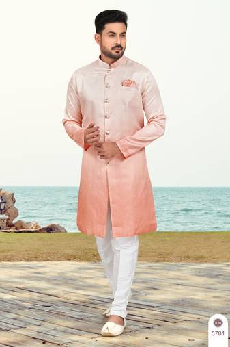 Double sheded printed indowestern with fancy botton