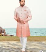 Double sheded printed indowestern with fancy botton