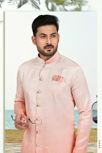 Double sheded printed indowestern with fancy botton