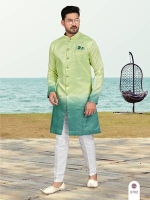 Double sheded printed indowestern with fancy botton 1