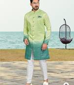 Double sheded printed indowestern with fancy botton