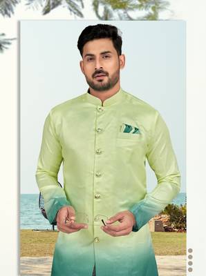 Double sheded printed indowestern with fancy botton 3