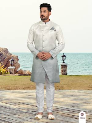 Double sheded printed indowestern with fancy botton 1