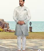 Double sheded printed indowestern with fancy botton