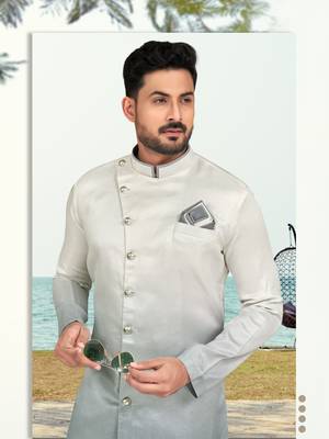 Double sheded printed indowestern with fancy botton 3