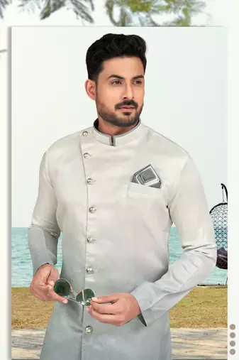 Double sheded printed indowestern with fancy botton