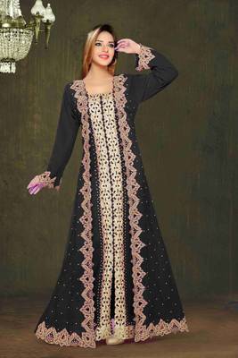 Black color Full Sleeves Handmade Moroccan Kaftan 1