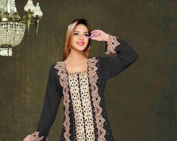 Black color Full Sleeves Handmade Moroccan Kaftan 2