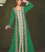 Dark Green color luxurious Full Sleeves Handmade Moroccan Kaftan.