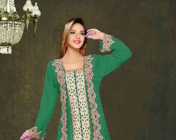 Dark Green color Full Sleeves Handmade Moroccan Kaftan 2