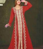 Maroon color luxurious Full Sleeves Handmade Moroccan Kaftan.