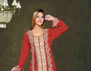 Maroon color Full Sleeves Handmade Moroccan Kaftan 2
