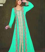 Sea Green color luxurious Full Sleeves Handmade Moroccan Kaftan.