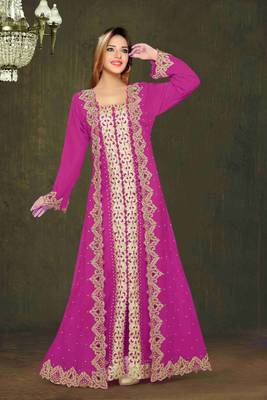 Wine color Full Sleeves Handmade Moroccan Kaftan 1
