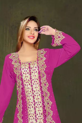Wine color Full Sleeves Handmade Moroccan Kaftan