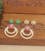 Designer gold plated cz changable earrings